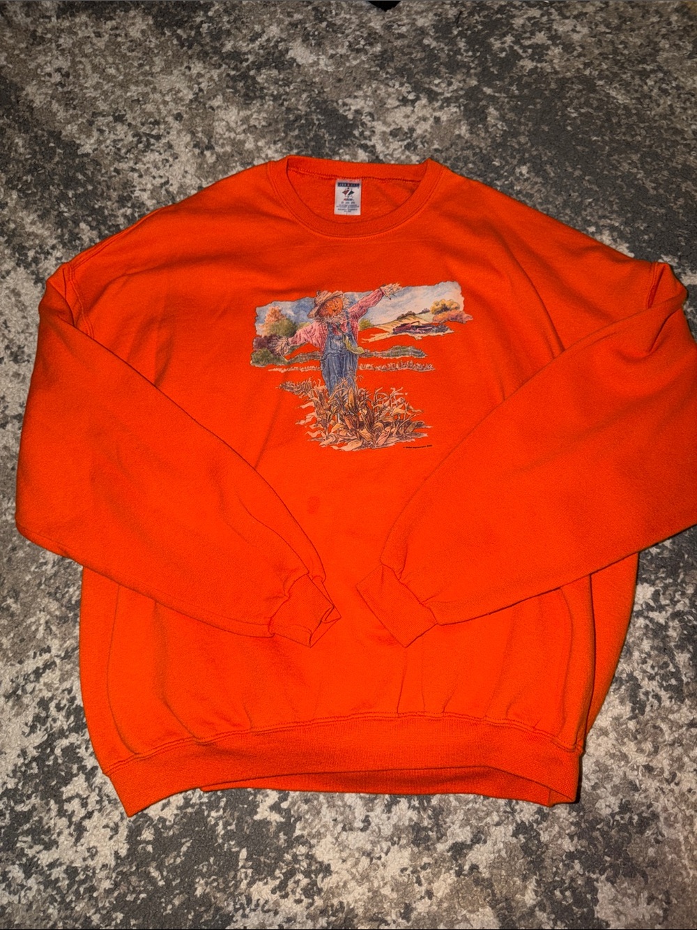 Women’s Orange Scarecrow Crewneck Sweatshirt